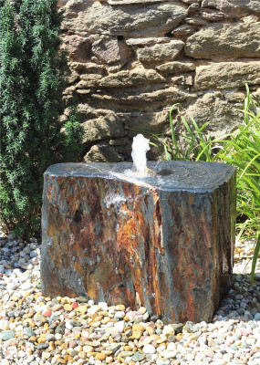 VERKAUFT! Quellstein Schiefer L66cm mit Quellschale Gartenbrunnen Springbrunnen Komplettset