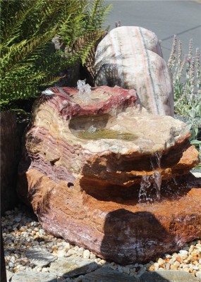 Quellstein Bachlauf Onyx Flamingo L100cm mit Quellschalen Gartenbrunnen Springbrunnen Komplettset