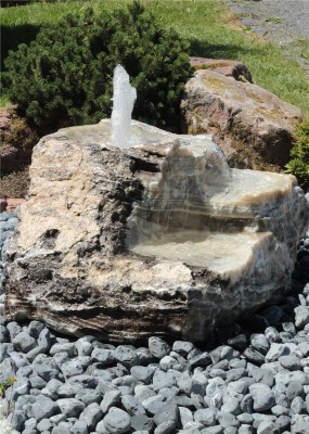 VERKAUFT! Quellstein Bachlauf Onyx Marmor L117cm mit Quellschalen Gartenbrunnen Springbrunnen
