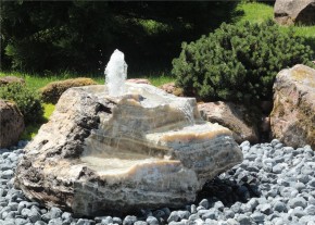 VERKAUFT! Quellstein Bachlauf Onyx Marmor L117cm mit Quellschalen Gartenbrunnen Springbrunnen