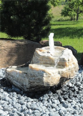 VERKAUFT! Quellstein Bachlauf Onyx Marmor L117cm mit Quellschalen Gartenbrunnen Springbrunnen
