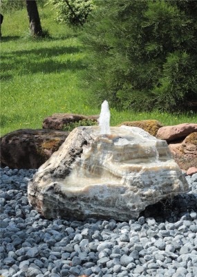 VERKAUFT! Quellstein Bachlauf Onyx Marmor L117cm mit Quellschalen Gartenbrunnen Springbrunnen