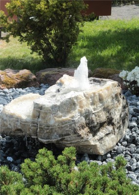 VERKAUFT! Quellstein Bachlauf Onyx Marmor L117cm mit Quellschalen Gartenbrunnen Springbrunnen