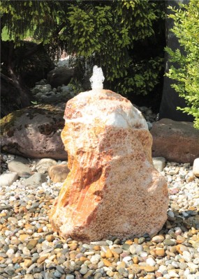 Quellstein Monolith Onyx Marmor 70cm Gartenbrunnen Springbrunnen Komplettset