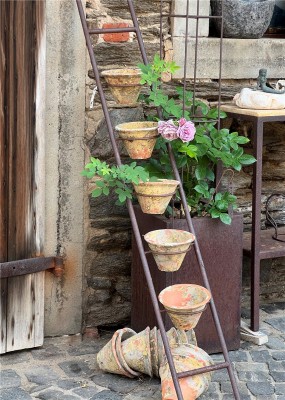 Kräuterleiter mit 5 Topfhalter (ohne Töpfe) Topfleiter Eisen Edelrost