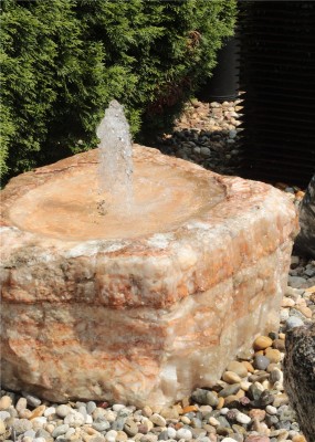 Quellstein Onyx Marmor mit Quellschale L72cm Naturstein Gartenbrunnen Springbrunnen Komplettset