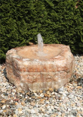 Quellstein Onyx Marmor mit Quellschale L72cm Naturstein Gartenbrunnen Springbrunnen Komplettset