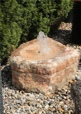 Quellstein Onyx Marmor mit Quellschale L72cm Naturstein Gartenbrunnen Springbrunnen Komplettset