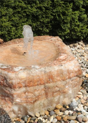 Quellstein Onyx Marmor mit Quellschale L72cm Naturstein Gartenbrunnen Springbrunnen Komplettset