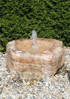 Quellstein Onyx Marmor mit Quellschale L72cm Naturstein Gartenbrunnen Springbrunnen Komplettset