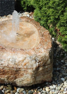 Quellstein Onyx Marmor mit Quellschale L72cm Naturstein Gartenbrunnen Springbrunnen Komplettset