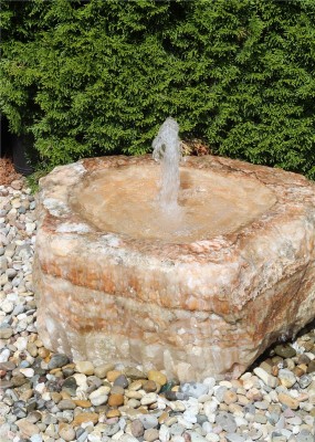 Quellstein Onyx Marmor mit Quellschale L72cm Naturstein Gartenbrunnen Springbrunnen Komplettset