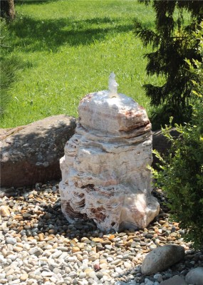 Quellstein Monolith Onyx Marmor 70cm Gartenbrunnen Springbrunnen Komplettset