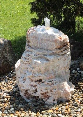 Quellstein Monolith Onyx Marmor 70cm Gartenbrunnen Springbrunnen Komplettset