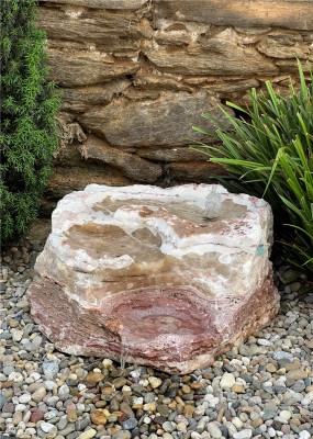 Quellstein Bachlauf Onyx Marmor Flamingo L75cm Gartenbrunnen Springbrunnen Komplettset