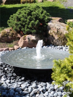 Wasserschale 120 mit Fontäne anthrazit grau Stahlbrunnen Springbrunnen Komplettset