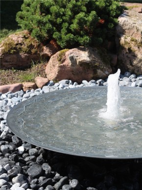 Wasserschale 120 mit Fontäne anthrazit grau Stahlbrunnen Springbrunnen Komplettset