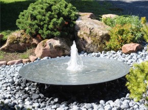 Wasserschale 120 mit Fontäne anthrazit grau Stahlbrunnen Springbrunnen Komplettset