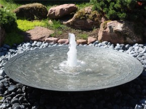 Wasserschale 120 mit Fontäne anthrazit grau Stahlbrunnen Springbrunnen Komplettset