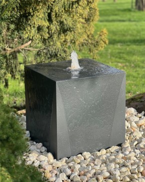 Metall Brunnen Würfel 50 cm anthrazit Gartenbrunnen Springbrunnen Komplettset