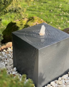 Metall Brunnen Würfel 50 cm anthrazit Gartenbrunnen Springbrunnen Komplettset
