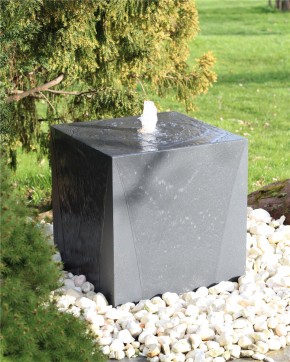 Metall Brunnen Würfel 50 cm anthrazit Gartenbrunnen Springbrunnen Komplettset
