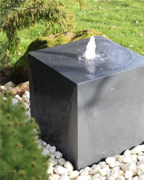 Metall Brunnen Würfel 50 cm anthrazit Gartenbrunnen Springbrunnen Komplettset