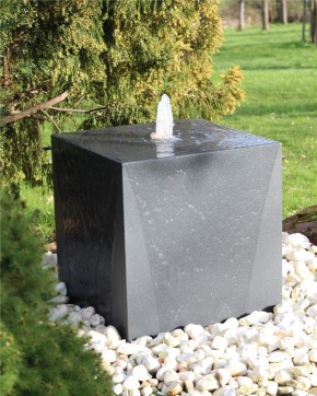 Metall Brunnen Würfel 50 cm anthrazit Gartenbrunnen Springbrunnen Komplettset