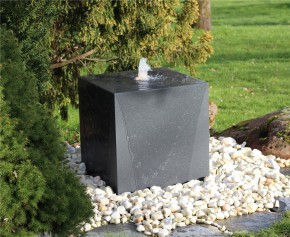 Metall Brunnen Würfel 50 cm anthrazit Gartenbrunnen Springbrunnen Komplettset
