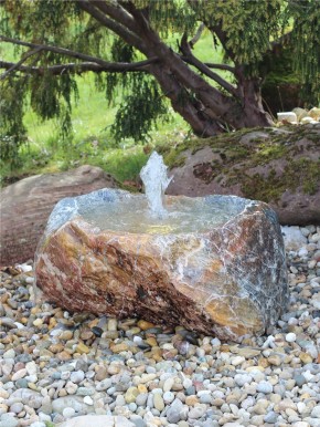 Quellstein Marmor L75cm mit Quellschale und Fontäne Gartenbrunnen Springbrunnen