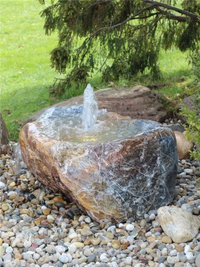 VERKAUFT! Quellstein Marmor L75cm mit Quellschale und Fontäne Gartenbrunnen Springbrunnen