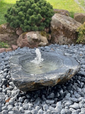 Quellstein Marmor L86cm mit Quellschale und Fontäne Gartenbrunnen Springbrunnen Komplettset
