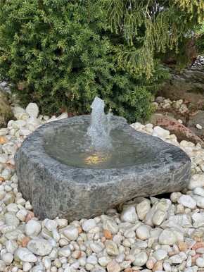 Quellstein Marmor L75cm mit Quellschale und Fontäne Gartenbrunnen Springbrunnen