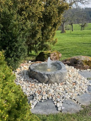 VERKAUFT! Quellstein Marmor L75cm mit Quellschale und Fontäne Gartenbrunnen Springbrunnen