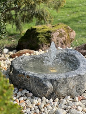 Quellstein Marmor L75cm mit Quellschale und Fontäne Gartenbrunnen Springbrunnen