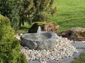 VERKAUFT! Quellstein Marmor L75cm mit Quellschale und Fontäne Gartenbrunnen Springbrunnen