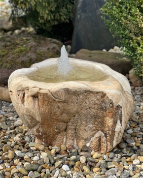 Quellstein Onyx Marmor L70cm mit Quellschale und Fontäne Gartenbrunnen Springbrunnen Set