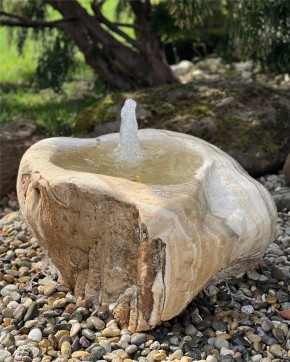 VERKAUFT! Quellstein Onyx Marmor L70cm mit Quellschale und Fontäne Gartenbrunnen Springbrunnen Set