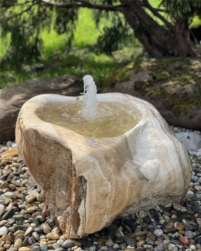 VERKAUFT! Quellstein Onyx Marmor L70cm mit Quellschale und Fontäne Gartenbrunnen Springbrunnen Set