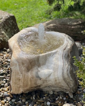 VERKAUFT! Quellstein Onyx Marmor L70cm mit Quellschale und Fontäne Gartenbrunnen Springbrunnen Set