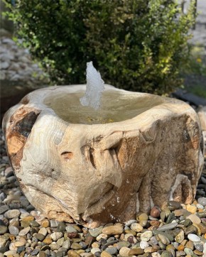 Quellstein Onyx Marmor L70cm mit Quellschale und Fontäne Gartenbrunnen Springbrunnen Set