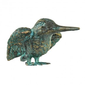 Bronzefigur Eisvogel 8cm Flügel offen Gartenfigur Bronze Skulptur Rottenecker