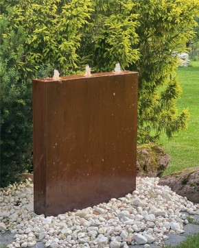 Cortenstahl Wasserwand 100cm Edelrost Gartenbrunnen Springbrunnen Komplettset