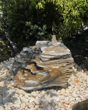 Quellstein Zebra Marmor L80cm mit Sprudelquelle Gartenbrunnen Springbrunnen