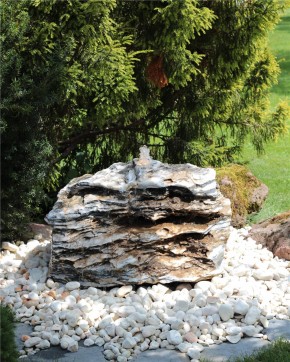 Quellstein Zebra Marmor L80cm mit Sprudelquelle Gartenbrunnen Springbrunnen