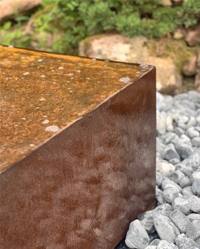 Cortenstahl Quader 100/45cm mit Quellschale Edelrost Gartenbrunnen Springbrunnen