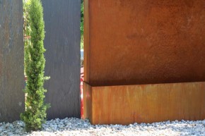 Wasserspiel SET Cortenstahl Wasserwand L250cm Gartenbrunnen Edelrost Design