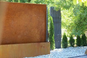 Wasserspiel SET Cortenstahl Wasserwand L250cm Gartenbrunnen Edelrost Design