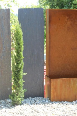 Wasserspiel SET Cortenstahl Wasserwand L250cm Gartenbrunnen Edelrost Design