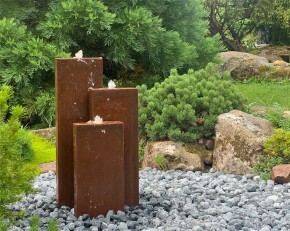 Cortenstahl Wasserwand Trio 100cm Edelrost Gartenbrunnen Springbrunnen Komplettset